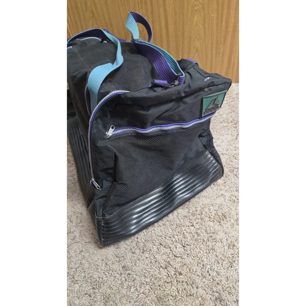 Vintage 1990s ROLLERBLADE Black Duffel Bag – Teal & Purple Retro Accent BIG Rare